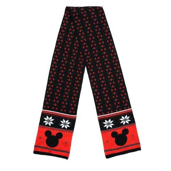 New Women Men Adult Disney Mickey Mouse Knit Scarf Teen 70" Black Red Winter - Picture 5 of 6